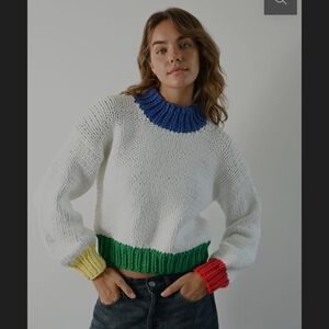 Yllw Yellow The Label Zora Chunky Colorblock Sweater Medium Like New